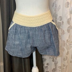 EUC Turquoise Haven Lace Trim Shortie Shorts
